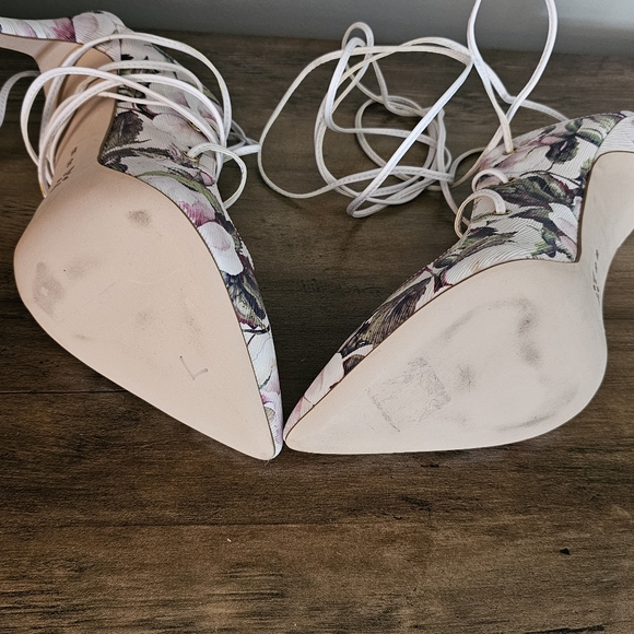 BCBGeneration Hayes Watercolor Floral Chalk Lace Up Heels - Picture 10 of 10
